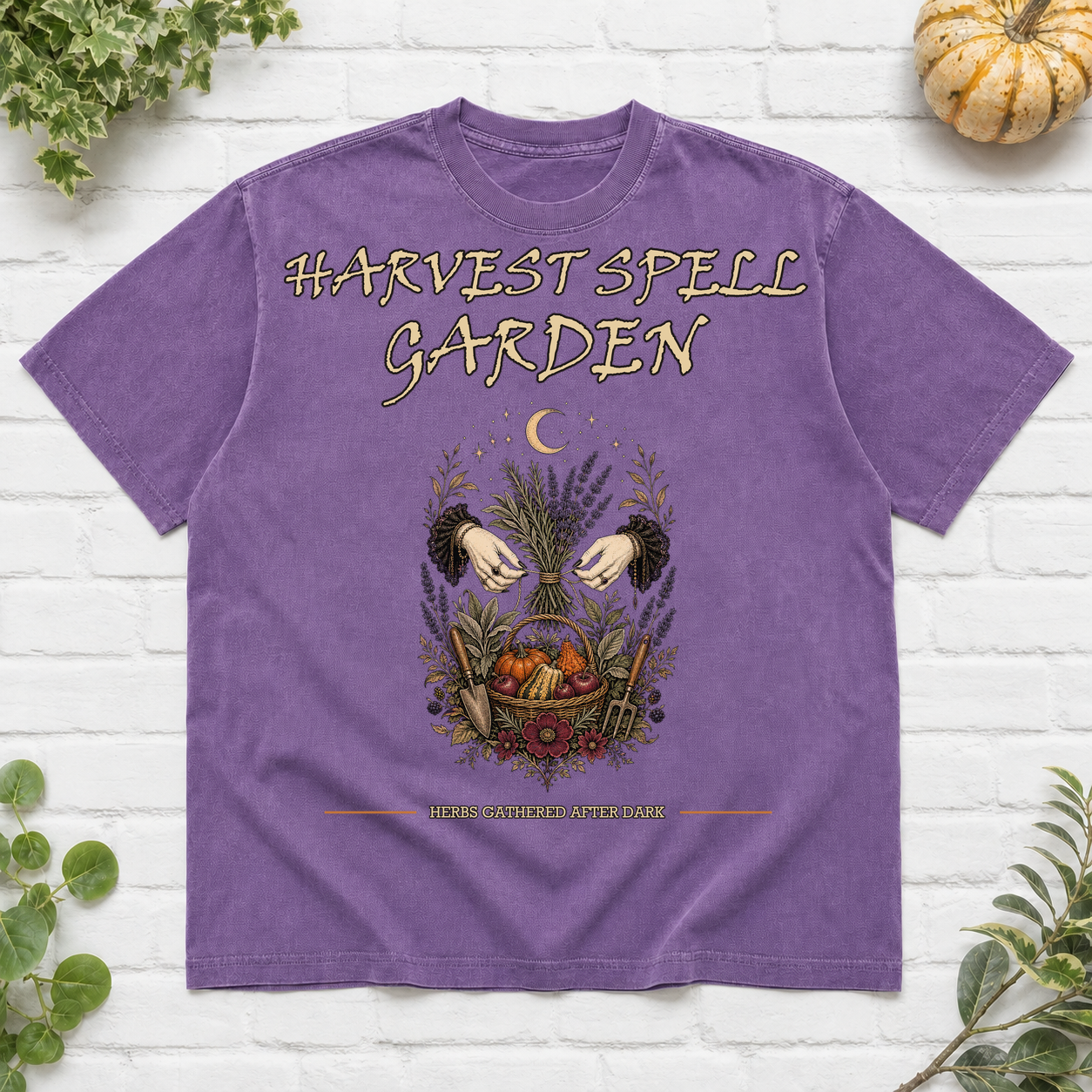 Harvest Spell Garden Halloween T-Shirt - Violet