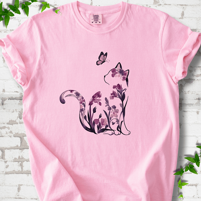 Floral Cat T-Shirt - Cellife Well