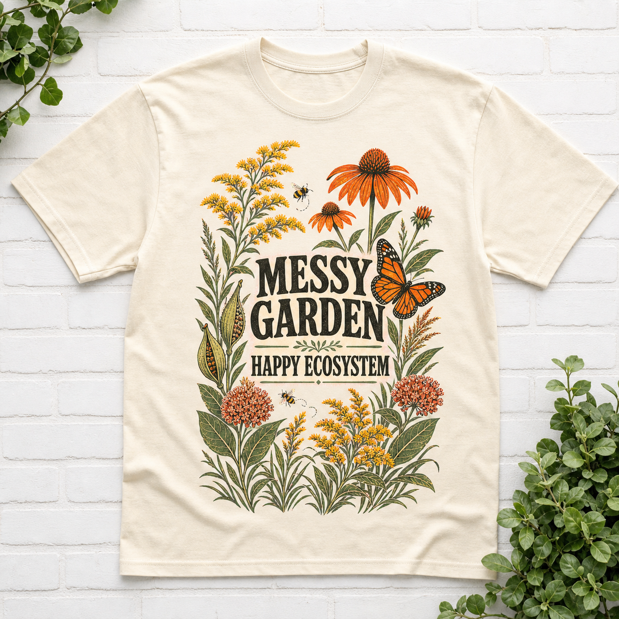 Messy Garden Happy Ecosystem T-Shirt - Ivory
