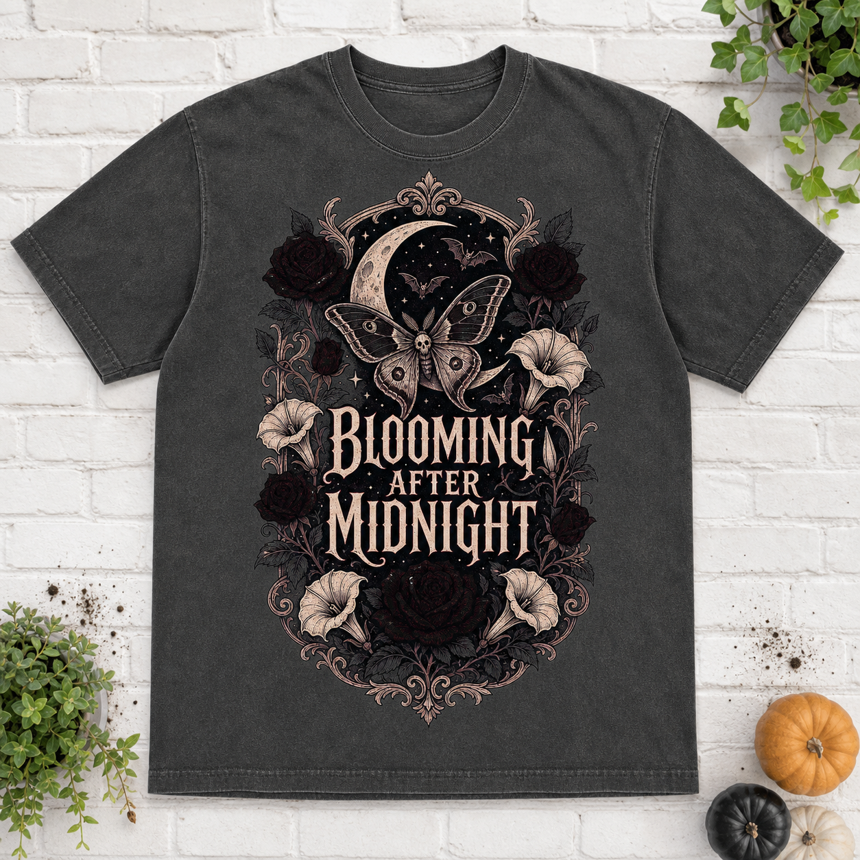 Blooming After Midnight Halloween T-Shirt - Pepper
