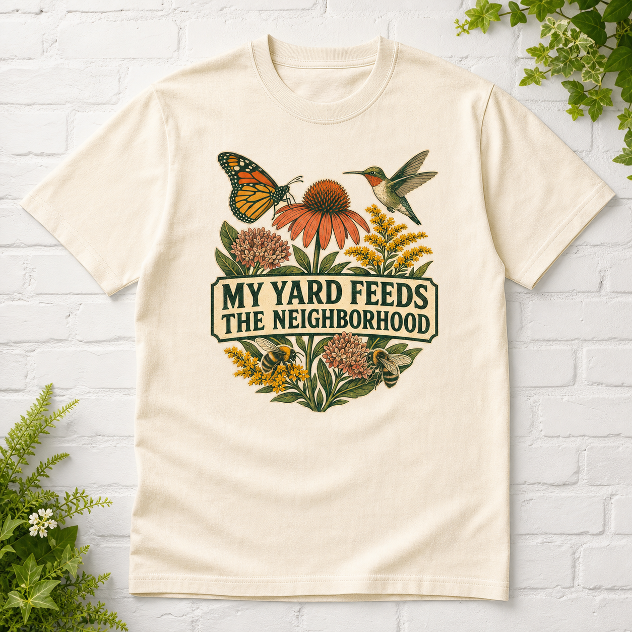 My Yard Feeds The Neighborhood T-Shirt - Ivory