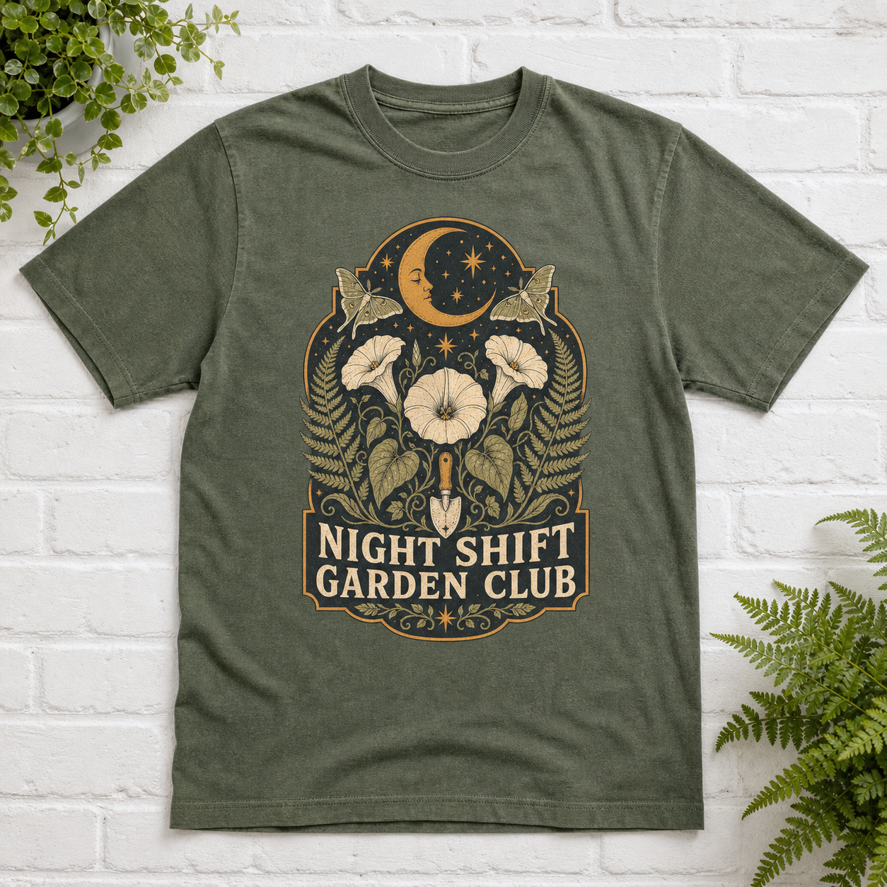 Night Shift Garden Club T-Shirt - Moss