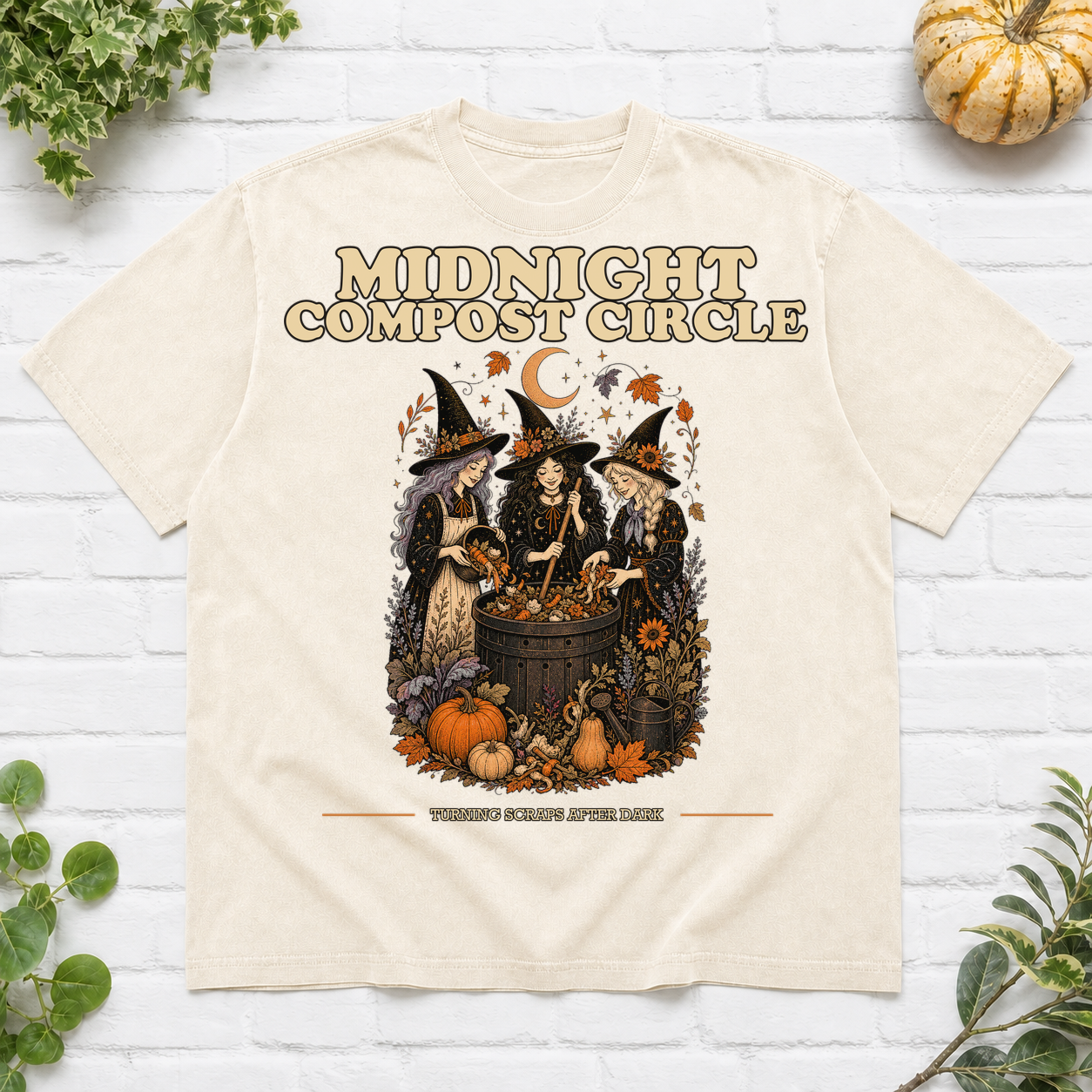 Midnight Compost Circle Halloween T-Shirt - Ivory