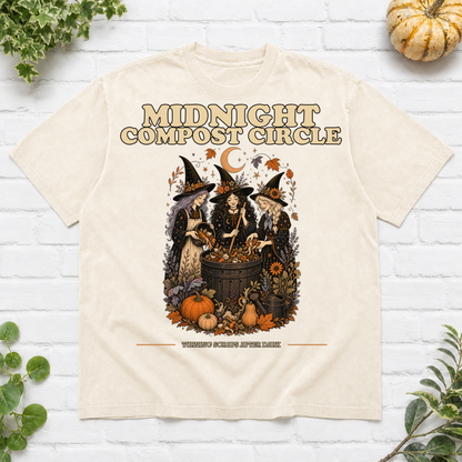 Midnight Compost Circle Halloween T-Shirt - Ivory