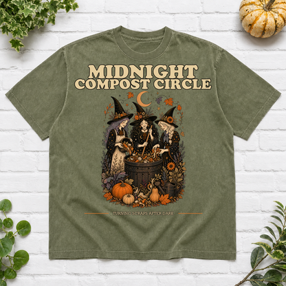 Midnight Compost Circle Halloween T-Shirt - Moss