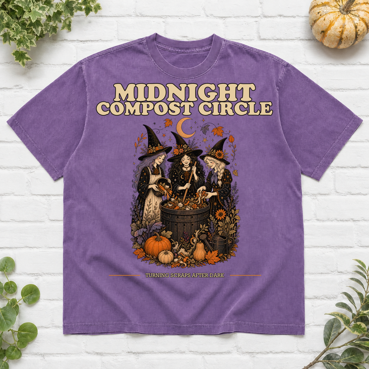 Midnight Compost Circle Halloween T-Shirt - Violet