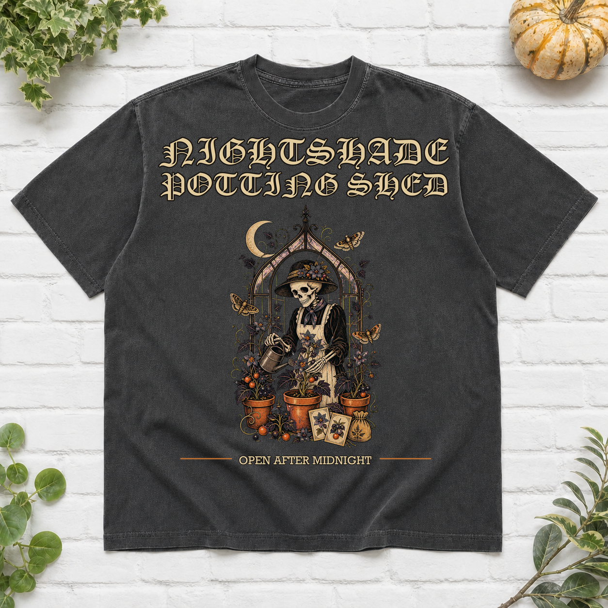 Nightshade Potting Shed Halloween T-Shirt - Pepper