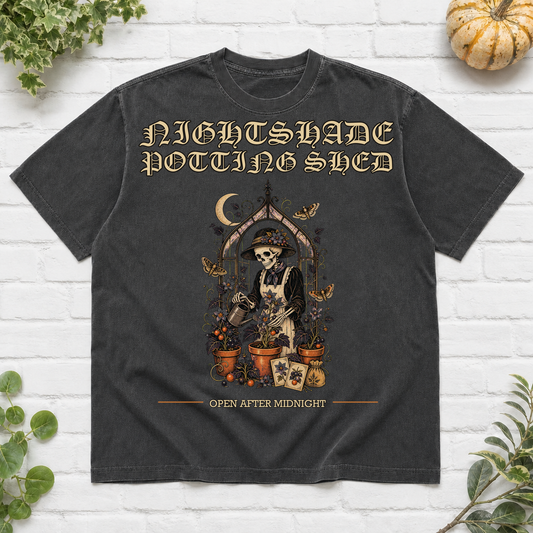 Nightshade Potting Shed Halloween T-Shirt - Pepper