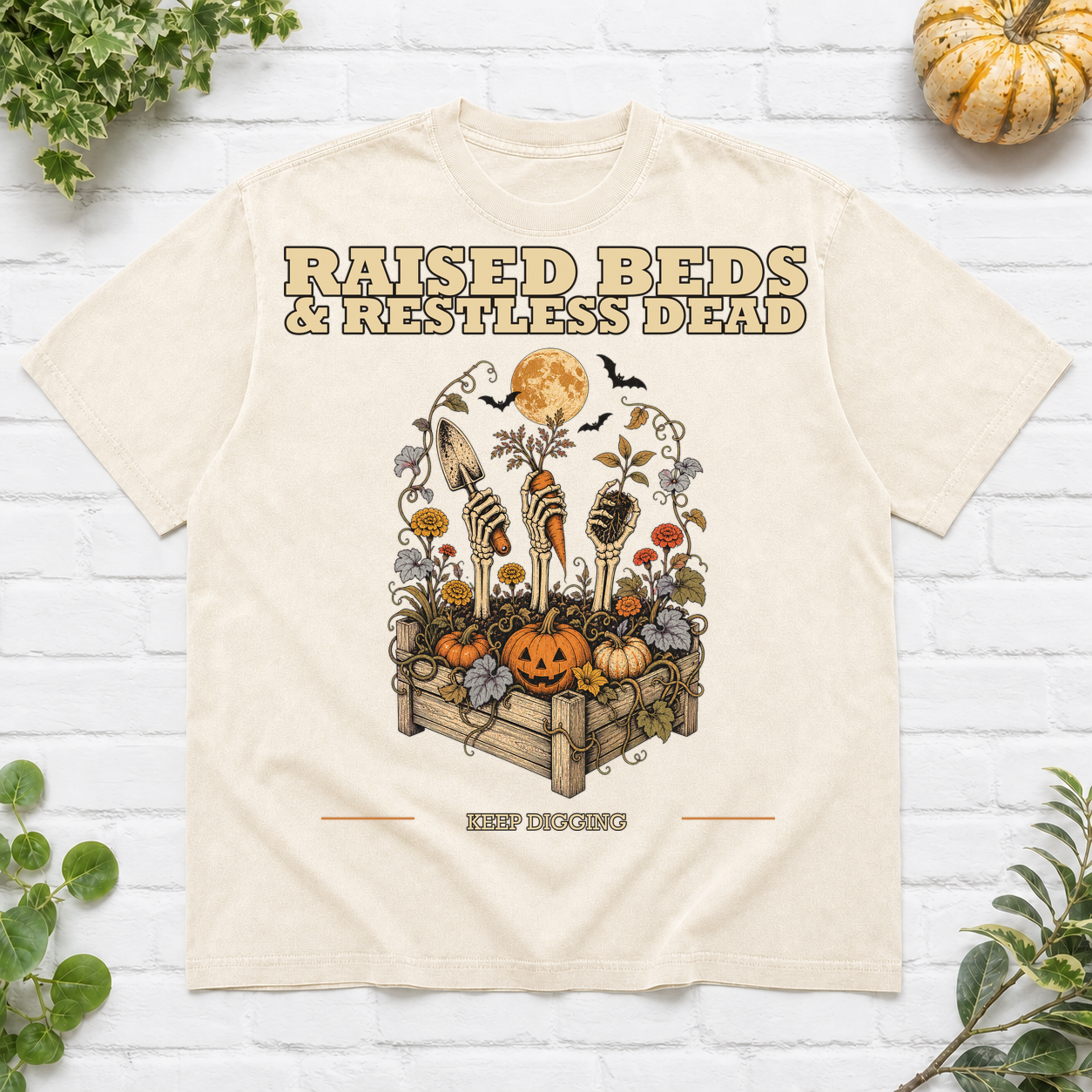Raised Beds And Restless Dead Halloween T-Shirt - Ivory
