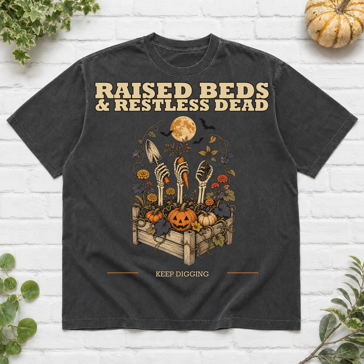 Raised Beds And Restless Dead Halloween T-Shirt - Pepper