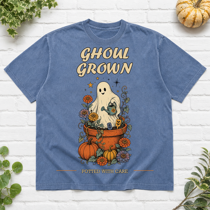 Ghoul Grown Halloween Garden T-Shirt - Blue Jean