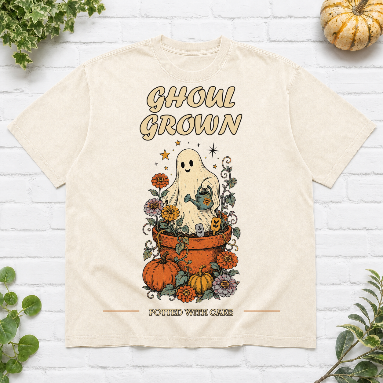 Ghoul Grown Halloween Garden T-Shirt - Ivory