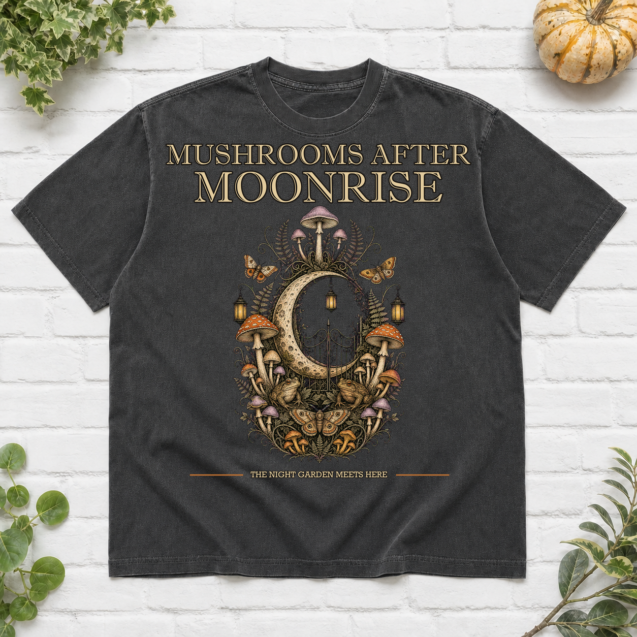 Mushrooms After Moonrise Halloween T-Shirt - Pepper