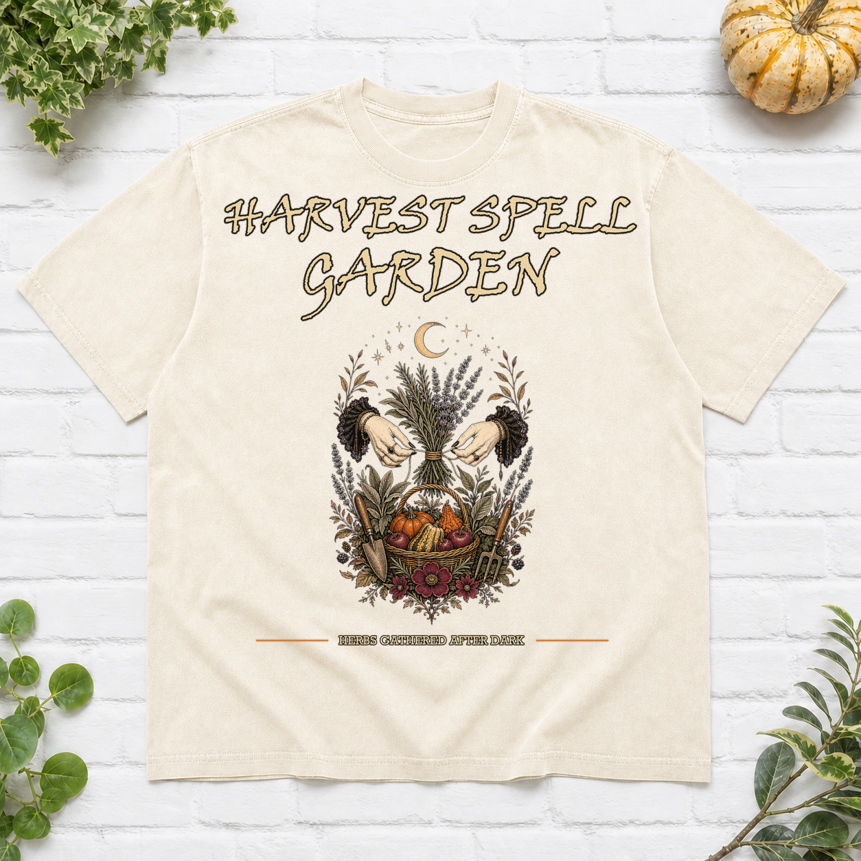 Harvest Spell Garden Halloween T-Shirt - Ivory