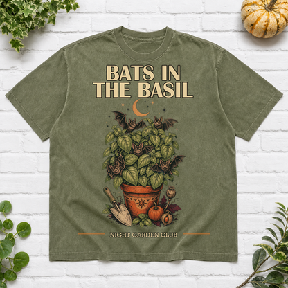 Bats In The Basil Halloween T-Shirt - Moss