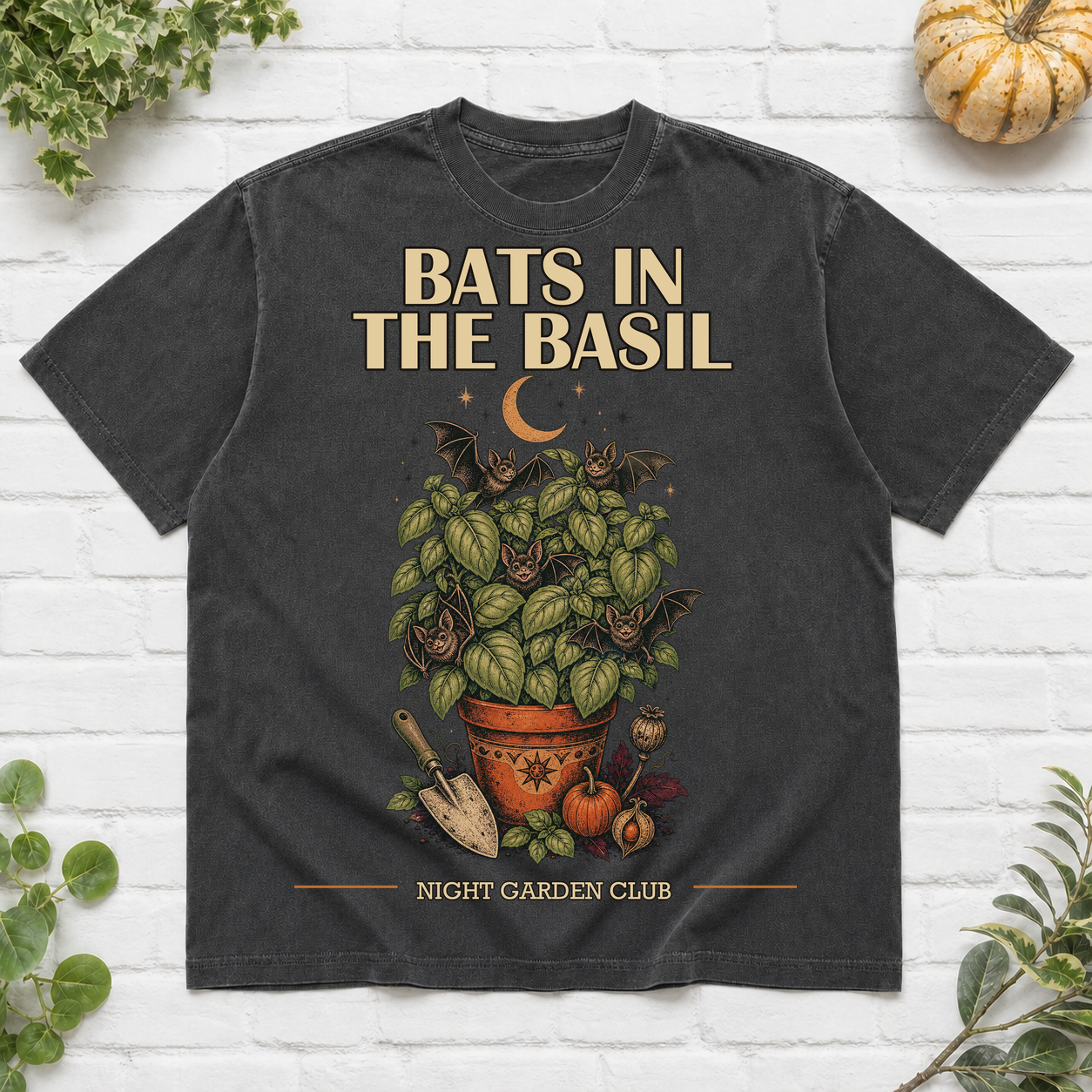 Bats In The Basil Halloween T-Shirt - Pepper