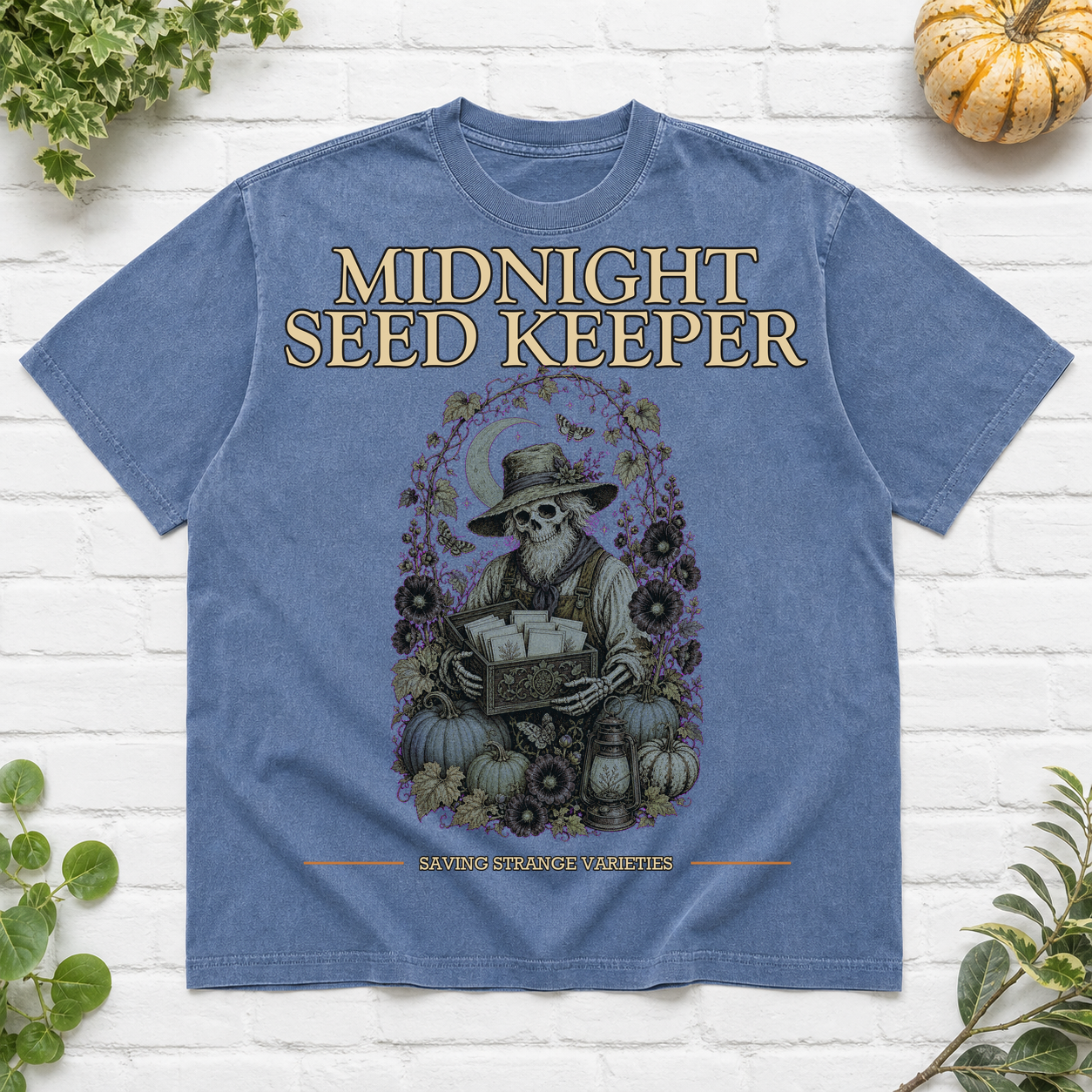 Midnight Seed Keeper Halloween T-Shirt - Blue Jean