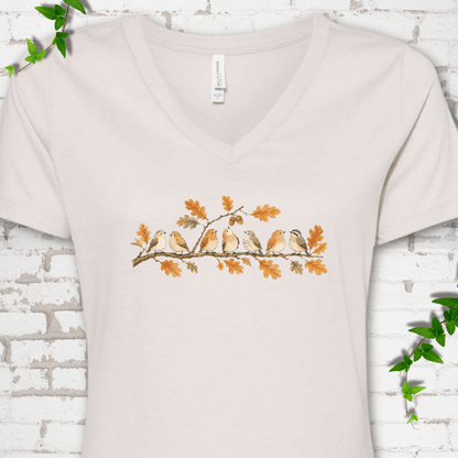 Fall Feathered Friends V-Neck T-Shirt - Cellife Well