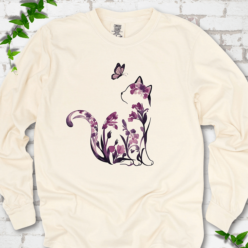 Floral Cat LS T-Shirt - Cellife Well