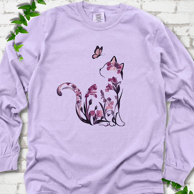 Floral Cat LS T-Shirt - Cellife Well