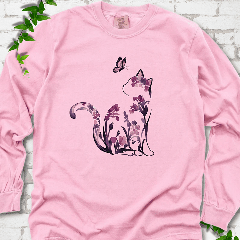 Floral Cat LS T-Shirt - Cellife Well