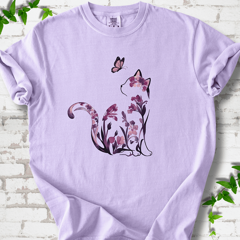 Floral Cat T-Shirt - Cellife Well