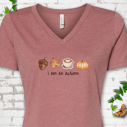 i am an autumn V-Neck T-Shirt - Cellife Well