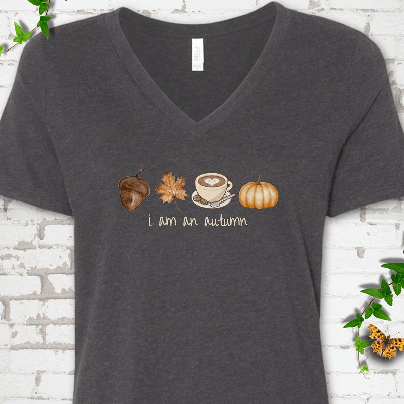 i am an autumn V-Neck T-Shirt - Cellife Well