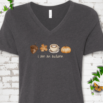 i am an autumn V-Neck T-Shirt - Cellife Well