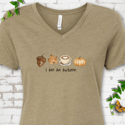 i am an autumn V-Neck T-Shirt - Cellife Well