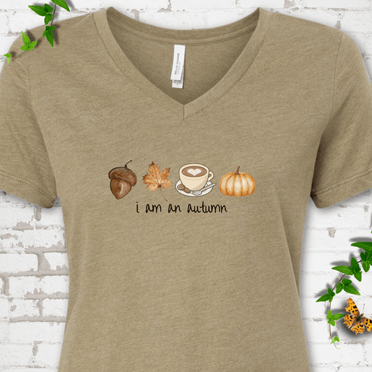 i am an autumn V-Neck T-Shirt - Cellife Well