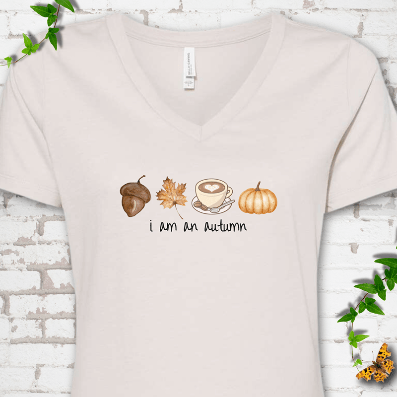 i am an autumn V-Neck T-Shirt - Cellife Well