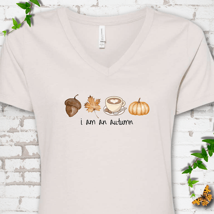 i am an autumn V-Neck T-Shirt - Cellife Well