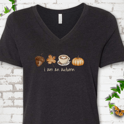 i am an autumn V-Neck T-Shirt - Cellife Well