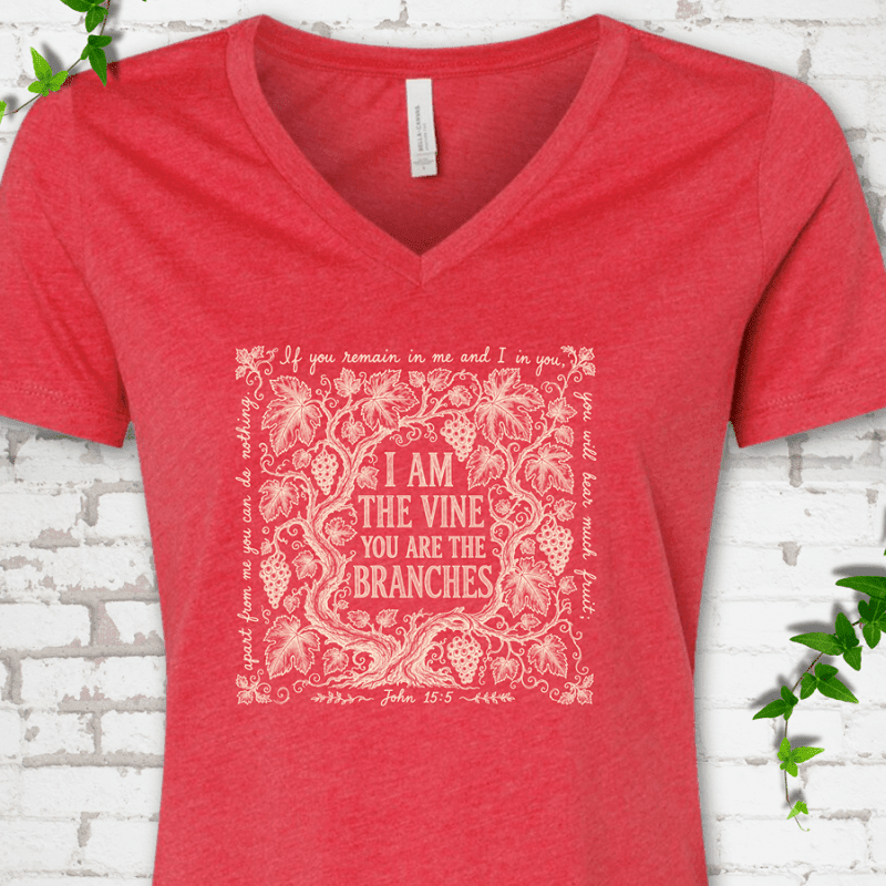 I Am The Vine V-Neck T-Shirt - Cellife Well