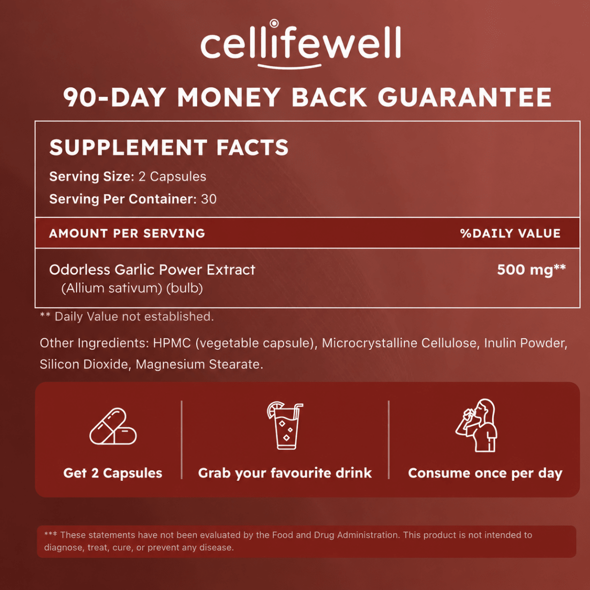 Odorless Garlic Extract Capsules - Cellife Well