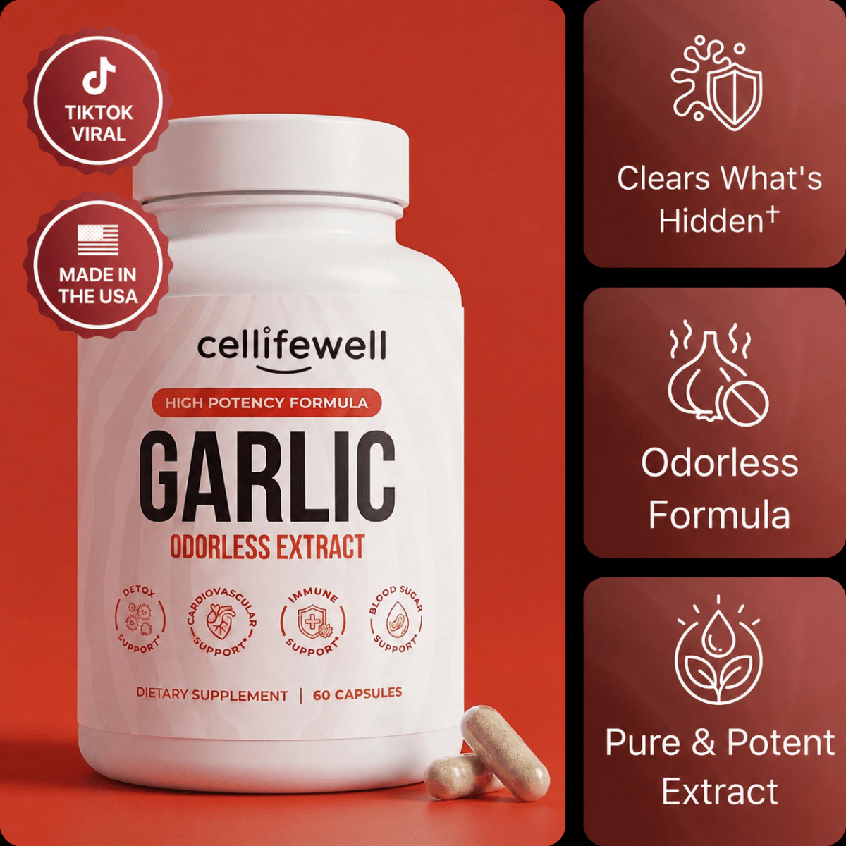 Odorless Garlic Extract Capsules - Cellife Well