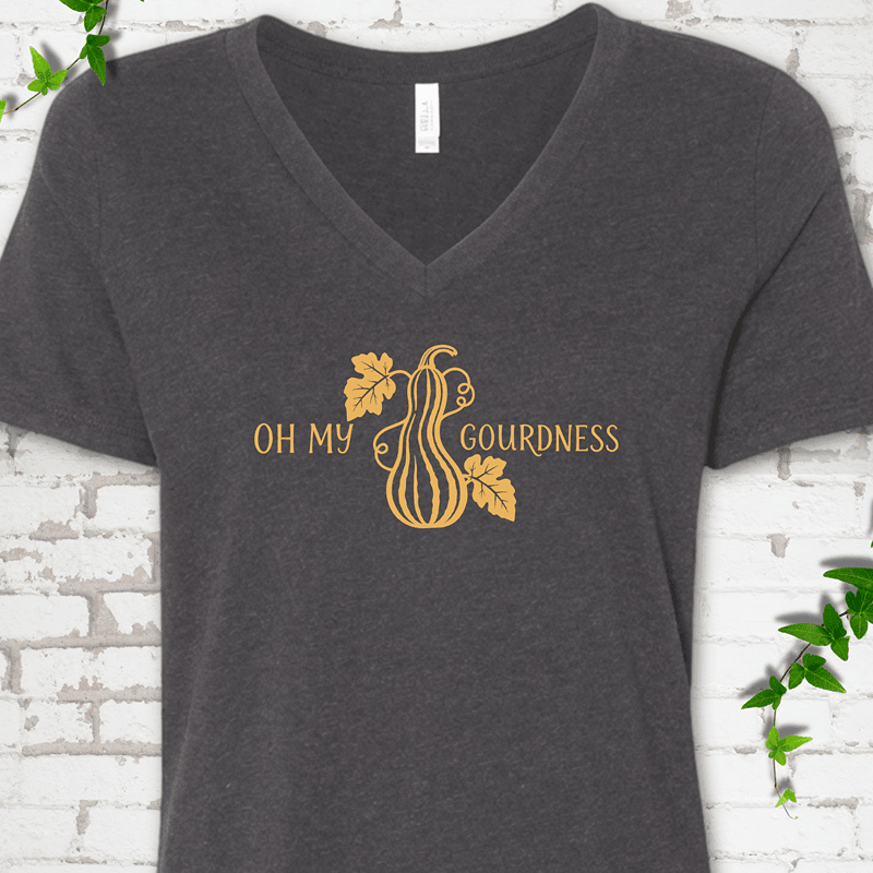 Oh My Gourdness V-Neck T-Shirt - Cellife Well