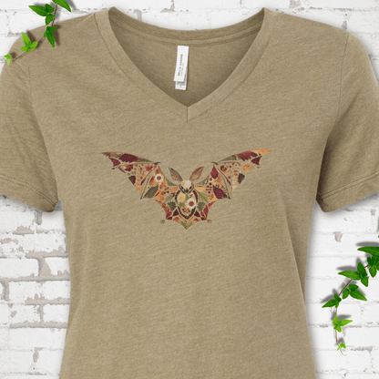 Pressed Flower Bat V-Neck T-Shirt - Cellife Well