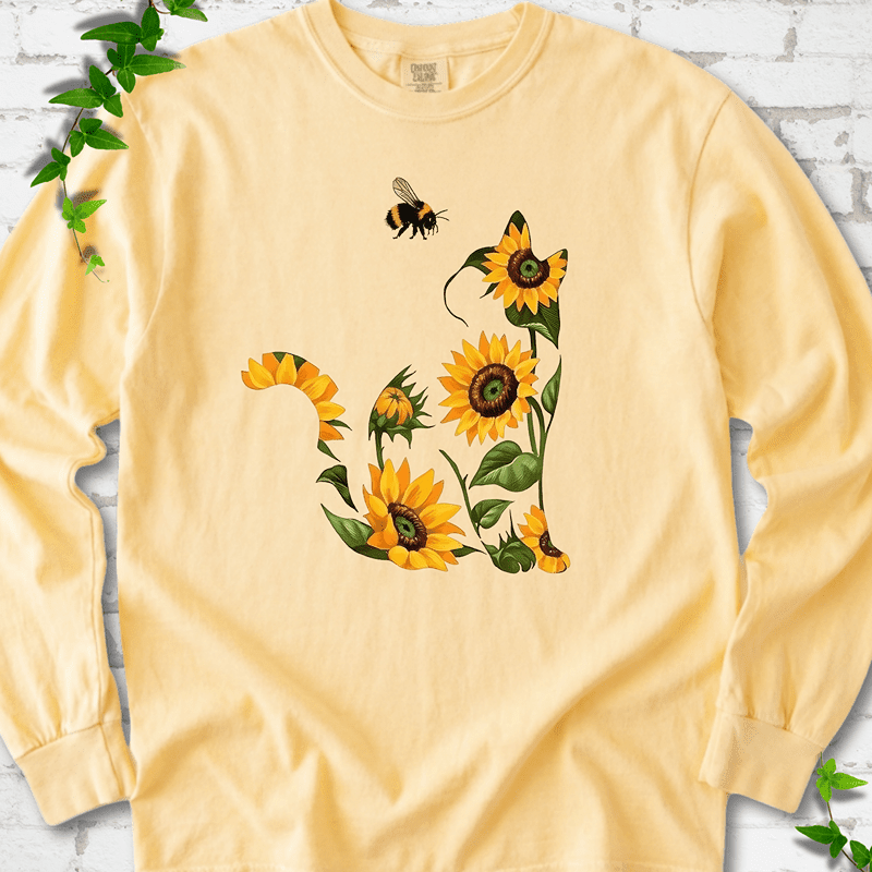 Sunflower Cat LS T-Shirt - Cellife Well