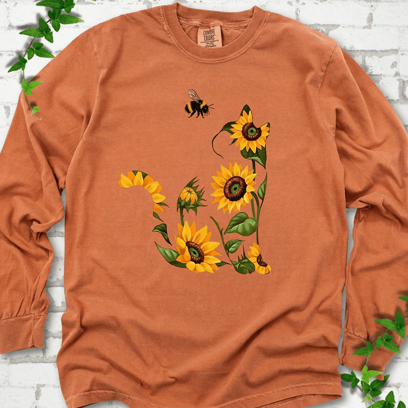 Sunflower Cat LS T-Shirt - Cellife Well