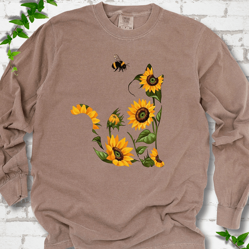Sunflower Cat LS T-Shirt - Cellife Well