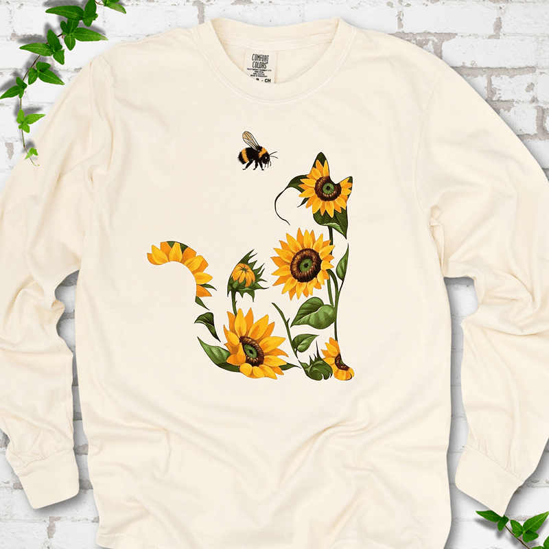 Sunflower Cat LS T-Shirt - Cellife Well